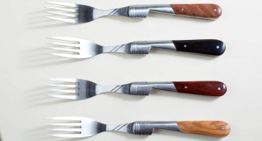 Table forks with 6 handles in variegated wood