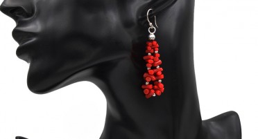 Boucles d'oreilles en Corail et perles d'Argent