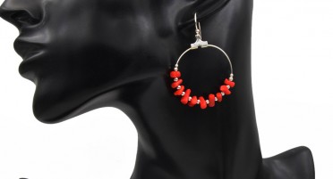 Mediterranean Coral and Silver Hook Earrings