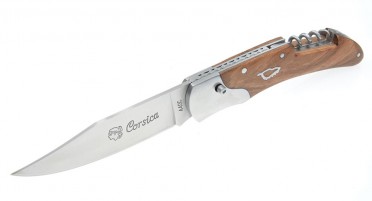 Couteau Corsica en Chêne avec tire-bouchon et système Push button