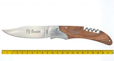 Corsica Knife in Oak with corkscrew and Push button system