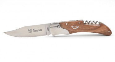Couteau Corsica en Chêne avec tire-bouchon et système Push button