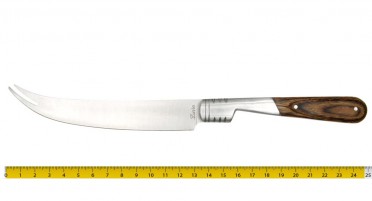 Cheese knife with brown packwood handle
