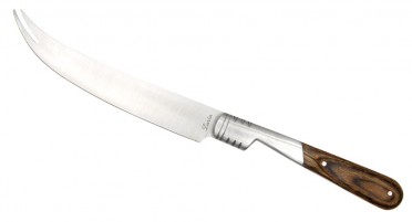 Cheese knife with brown packwood handle