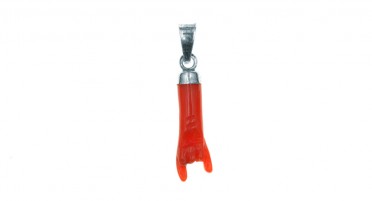 Pendant in the shape of a hand that makes the horns - Mediterranean Coral and Silver