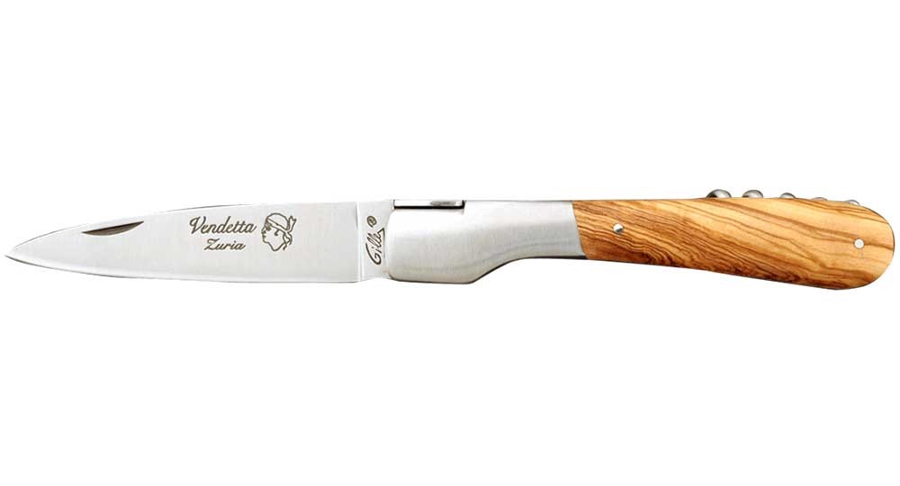 Vendetta Zuria knife and corkscrew with olive wood handle