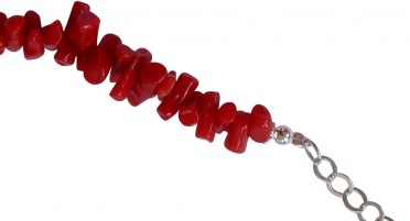 Necklace in 1/2 Spikes of Mediterranean Coral with Silver chain
