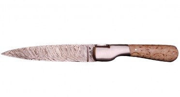 Le Sperone folding knife, curly birch handle - Damascus blade