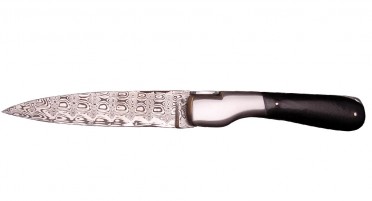 Le Sperone folding knife in Ebony wood and Damascus Blade