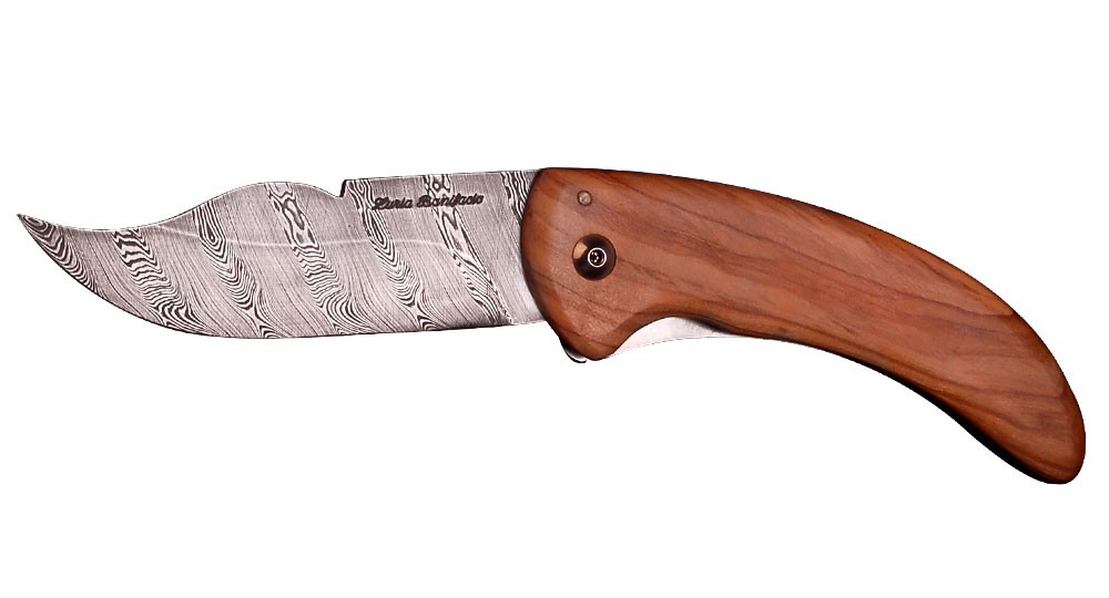 Cursina Corsica Knife Olive Handle - Damascus Blade - Liner Lock