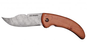 Cuchillo corso La Cursina, mango de enebro - Hoja de Damasco - Liner Lock