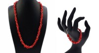 Adorno 2 joyas en Bonifacio Coral y cuentas de Plata - Collar y pulsera