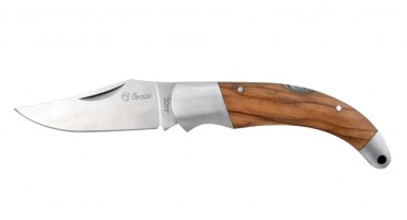 Couteau de berger en bois d'olivier, double mitre et système de sécurité