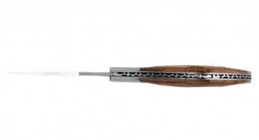 Couteau de berger en bois d'olivier, double mitre et système de sécurité