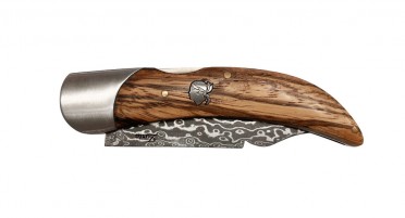 Couteau Corsica avec manche en chêne, lame Damas et lock-back