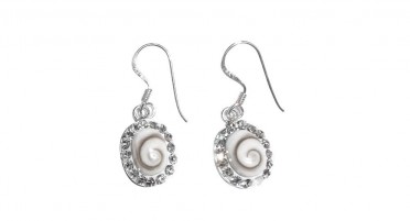 Silver dangling earrings with eye of Shiva and Strass
