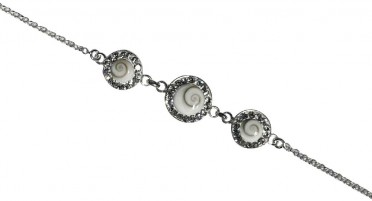 Silver bracelets with Shiva eyes and rhinestones - adjustable chain