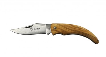 Couteau de berger en plein manche d'olivier - modèle 18 cm ouvert et cran forcé