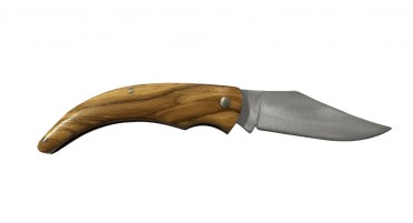 Couteau de berger en plein manche d'olivier - modèle 18 cm ouvert et cran forcé