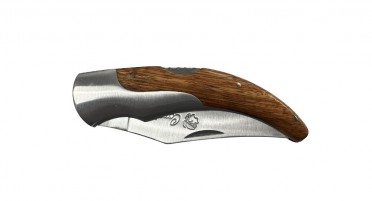 Couteau Corsica en bois d'Arbousier avec mitre stylisée et système de sécurité - 22 cm