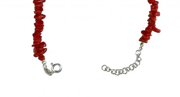 Bracelet en Argent avec éclats de Corail rouge et perle de nacre