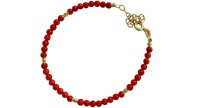 Bracelet made of Mediterranean Coral beads and Gold Plated Beads - Gold Plated clasp