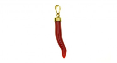 Horn-shaped pendant in red coral and gold plated