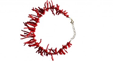 Bracelet en frange de Corail rouge et perles en Plaqué Or