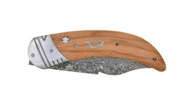 Corsican knife to assemble yourself as a kit in a box - olive wood handle and Damascus blade