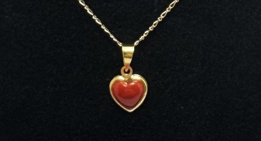 Heart Pendant in Mediterranean Red Coral set in Gold Plated
