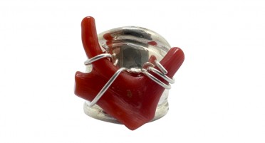 Bague en Argent avec branche de Corail rouge