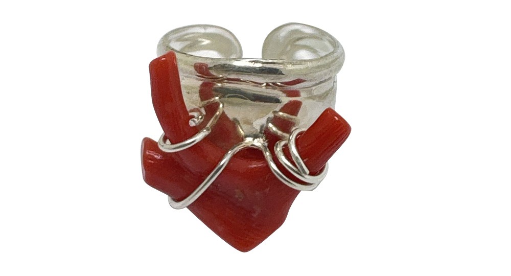 Bague en Argent avec branche de Corail rouge