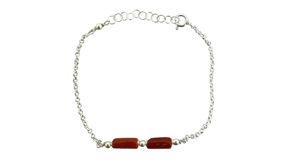 Bracelet pour enfant en Argent avec tronçons en Corail rouge
