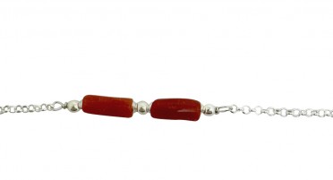 Bracelet pour enfant en Argent avec tronçons en Corail rouge