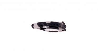 Small black and white camouflaged pocket knife
