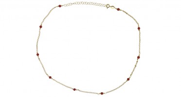 Perles de Corail de méditerranée  montées sur une chaîne en Plaqué Or