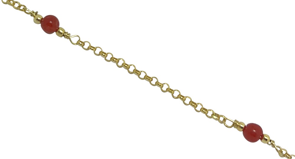 Perles de Corail de méditerranée  montées sur une chaîne en Plaqué Or