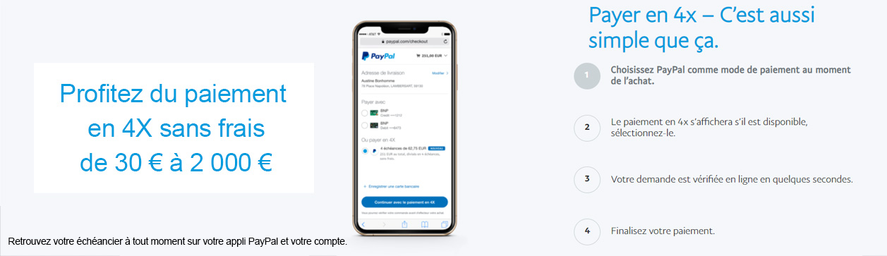 Paiement Paypal en 4 fois sans frais